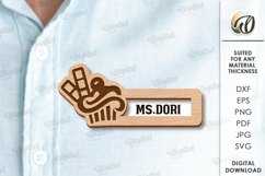 Badge with name window Laser cut. Name Tag SVG Product Image 1