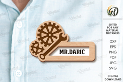 Badge with name window Laser cut. Name Tag SVG Product Image 1