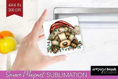 Badger Tangled In Christmas Lights Magnet Sublimation Funny Product Image 1