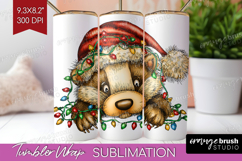 Badger Tangled In Christmas Lights Tumbler Wrap Funny Xmas Product Image 1