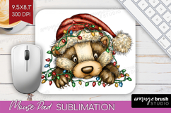 Badger Tangled In Christmas Lights Mouse Pad Sublimation Product Image 1
