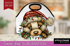 Badger Tangled In Christmas Lights Lunch Bag Funny Xmas Bug Product Image 1