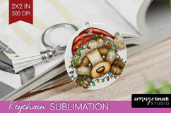 Badger Tangled In Christmas Lights Keychain PNG Funny Xmas Product Image 1