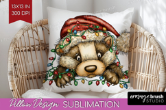 Badger Tangled In Christmas Lights Pillow Sublimation Funny Product Image 1