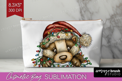 Badger Tangled In Christmas Lights Cosmetic Bag Funny Xmas Product Image 1