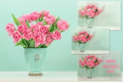 Pink tulip flowers Watercolor style picture Mother Day Product Image 1