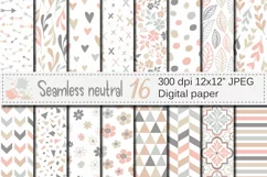 Seamless Neutral Geometric Floral Digital Paper / Patterns Product Image 1