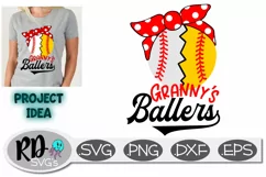 Granny's Ballers - A Baseball Softball Bandana Cut File Product Image 1