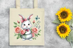 Easter Bunny with Roses , Clipart |T-shirt, Mug PNG Product Image 7
