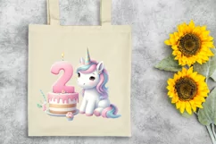2 years birth day cake unicorn clipart Product Image 2