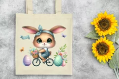 Easter Bunny Bike Egg Flower, Clipart |T-shirt, Mug PNG Product Image 6