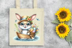 Paddling Easter Bunny Egg Flower, Clipart |T-shirt, Mug PNG Product Image 6