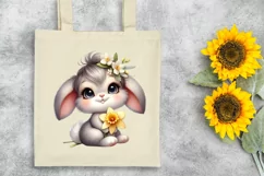 Easter Bunny Girl Egg Flower, Clipart |T-shirt, Mug PNG Product Image 7