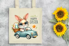 Easter Bunny Driving Flower, Clipart |T-shirt, Mug PNG Product Image 7