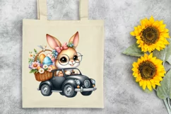 Easter Bunny Black Car Flower, Clipart |T-shirt, Mug PNG Product Image 7