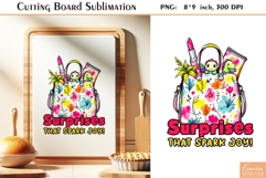 Funny Quotes|Watercolor Dinosaur Cutting Board Sublimation Product Image 1