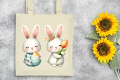 Easter Bunnies Egg Flower, Clipart |T-shirt, Mug PNG Product Image 7
