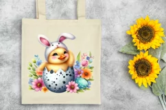 Easter Duckling Bunny Flower, Clipart |T-shirt, Mug PNG Product Image 6