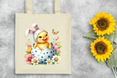 Duckling with Easter Bunny Ears Flower, Clipart |T-shirt Product Image 7