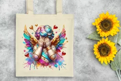 Cupid Angel Of Love Gesture Watercolor Florals Clipart Product Image 6