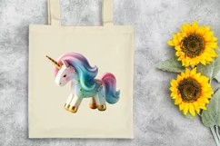 Unicorn with Golden Horn, Clipart |T-shirt, Mug, Tumbler Product Image 7
