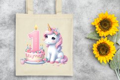 Watercolor 1 Year Unicorn Birth Day Cake , Clipart |T-shirt, Product Image 6