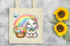 Easter Bunny Rainbow Egg Flower, Clipart |T-shirt, Mug PNG Product Image 6