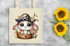Pirate Easter Bunny Egg Flower, Clipart |T-shirt, Mug PNG Product Image 7
