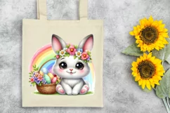 Easter Bunny Rainbow Flower, Clipart |T-shirt, Mug PNG Product Image 7