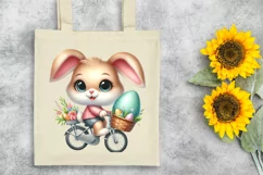 Easter Bunny on a Bicycle Egg Flower, Clipart |T-shirt, Mug Product Image 6