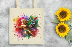 Cupid Angel Of Love Golden Watercolor Clipart Product Image 1