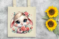 Baby Bunny Rose Flower, Clipart |T-shirt, Mug PNG Product Image 7