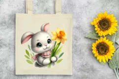 Easter Bunny with Scarf holdina a Flower, Clipart |T-shirt, Product Image 7