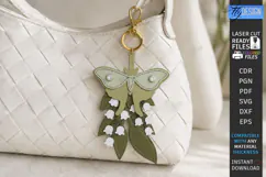 3D Leather Bag Charm Laser Cut | Butterfly | Floral Design Product Image 1
