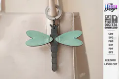 Leather Keychain Laser Cut | Bag Charm | Dragonfly Bag Tag Product Image 1