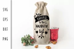 Christmas Wine Bag - Cheers to the Naughty List SVG Product Image 2