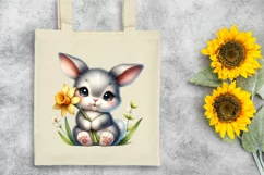 Easter Grey Bunny Spring Flower, Clipart |T-shirt, Mug PNG Product Image 7