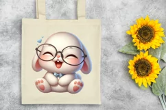 Easter Bunny With Glasses Flower, Clipart |T-shirt, Mug PNG Product Image 7