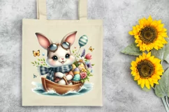 Easter Bunny Egg Flower, Clipart |T-shirt, Mug PNG Product Image 1