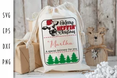 Santa Sack SVG - Merry Heffin' Christmas Cow Bag Cut File Product Image 1