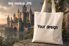 Fantasy Castle Tote Bag Mockup JPG | Halloween bag mockup Product Image 1