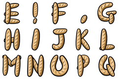 Baguette Bakery Bread Font Letters Alphabet ABC Text SVG PNG Product Image 3