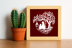 Romantic Cat Trees Silhouette Paper Cut Product Image 2