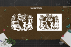 School Scene Silhouette and Floral Frame Product Image 2