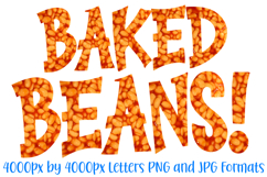 Baked Beans Lettering Font Food Type ABC PNG JPG Texture Product Image 1
