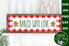 Baked With Love Buffalo Plaid Christmas Farmhouse Sign Svg Product Image 1