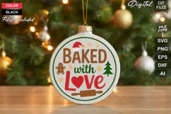 Baked With Love SVG | Christmas Round Sign SVG | Xmas SVG Product Image 1
