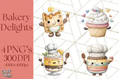 Sweet Treats Bakery Clipart PNG, Adorable Pastry Chefs Product Image 1
