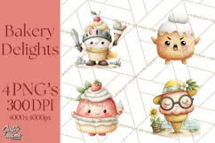 Sweet Treats Bakery Clipart PNG, Adorable Pastry Chefs Product Image 1
