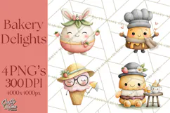 Sweet Treats Bakery Clipart PNG, Adorable Pastry Chefs Product Image 1